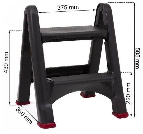 Čierne schodíky Curver, výška 63 cm