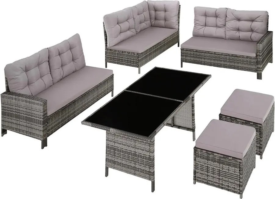 Veľký luxusný ratanový záhradný set Avenberg BARLETTA sivá/svetlosivá
