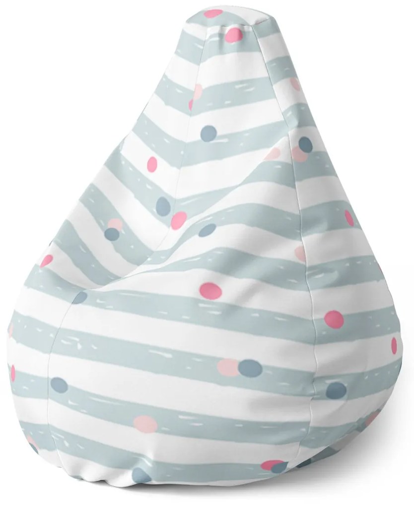 Sablio Sedací vak Pear Bodky a pruhy - 140 x 100 x 25 cm