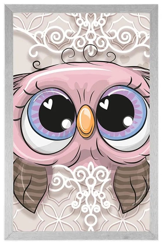 Plagát roztomilá sovička - 30x45 silver