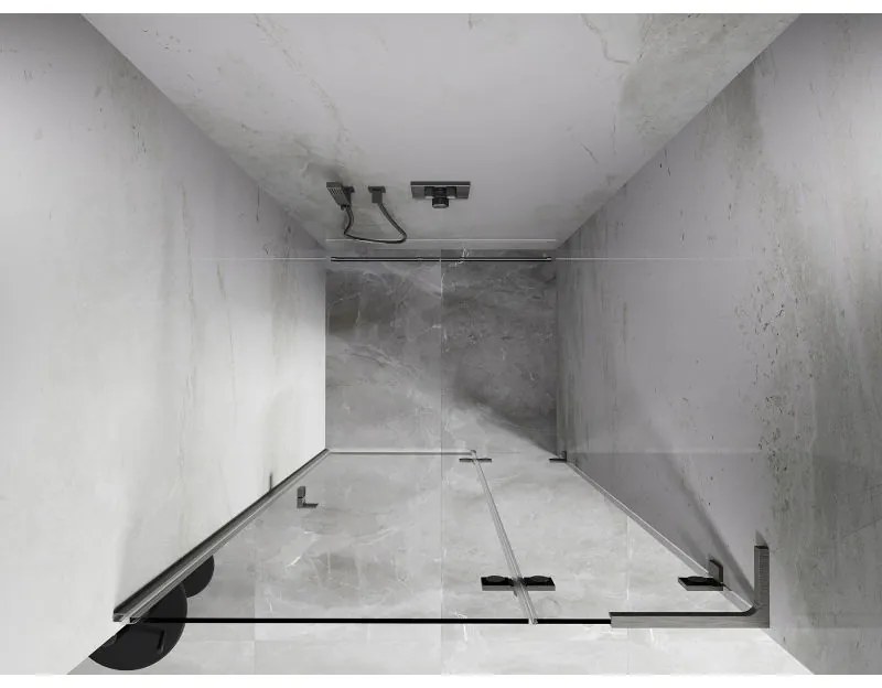 Mexen, Mexen Lunar L Otočné pravé sprchové dvere 75 cm, transparentné, brúsený nikel - 834L-075-000-97-00-P