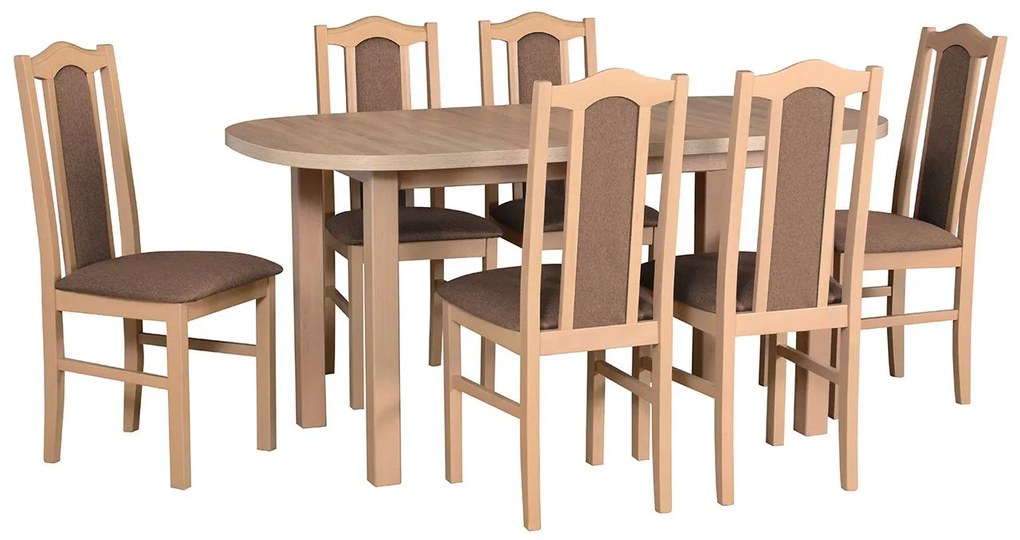 Rozkladací stôl so 6 stoličkami - AL57, Morenie: jelša, Poťahové látky: 25x - Paros 2 Mirjan24 5902928073669
