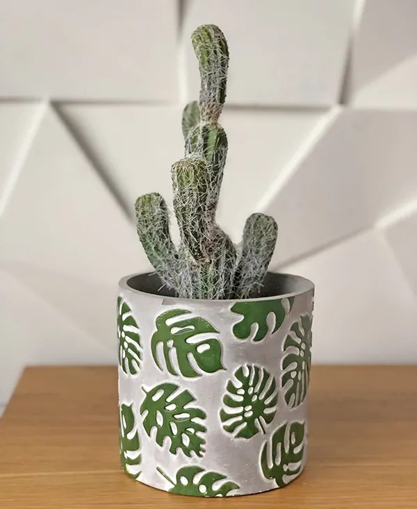 Kvetináč cylinder monstera zelené listy 20x20 cm