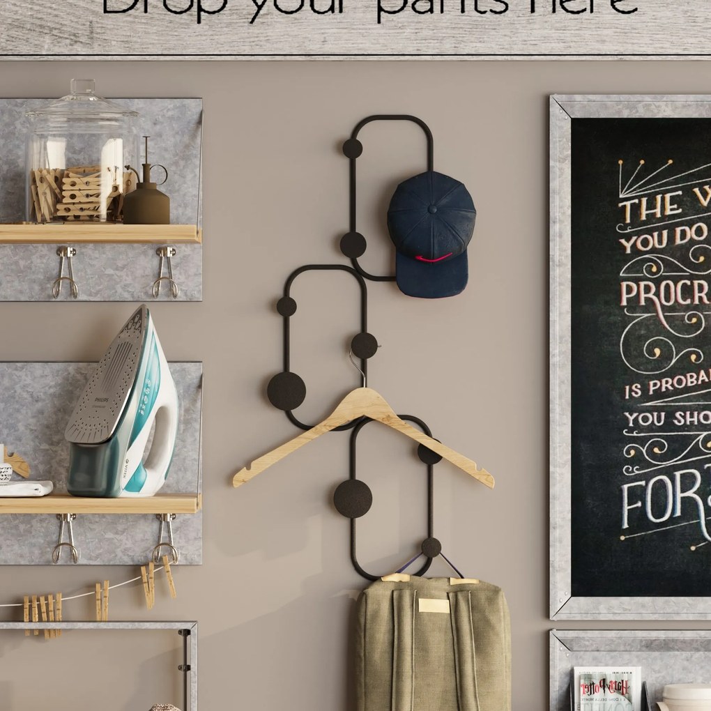 Nástenný kovový vešiak Lizzard 28 cm čierny