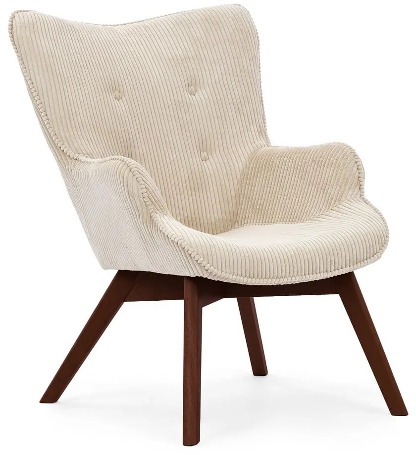 Béžové menčestrové kreslo s podnožkou Niko – Ropez