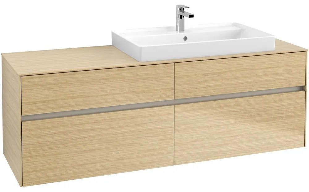 VILLEROY &amp; BOCH Collaro závesná skrinka pod umývadlo na dosku (umývadlo vpravo), 4 zásuvky, 1600 x 500 x 548 mm, Nordic Oak, C02700VJ