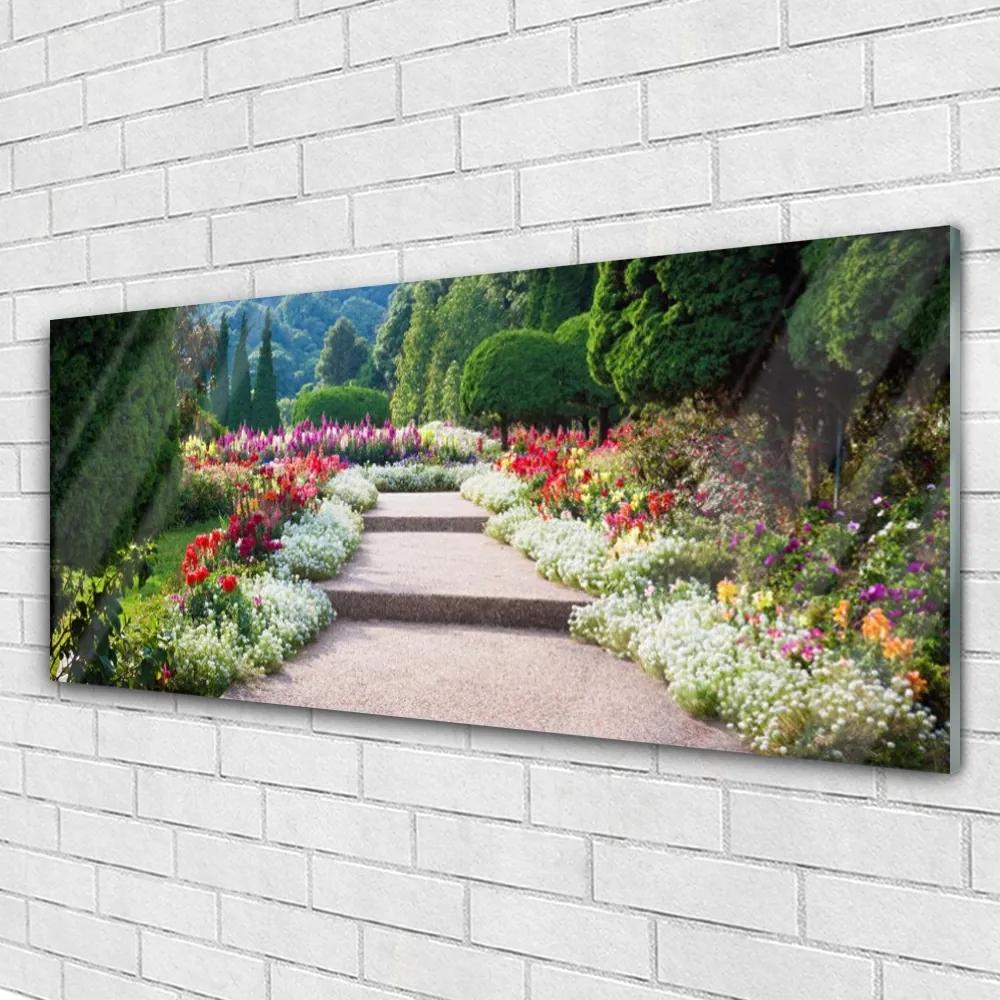Obraz plexi Park kvety schody záhrada 125x50 cm