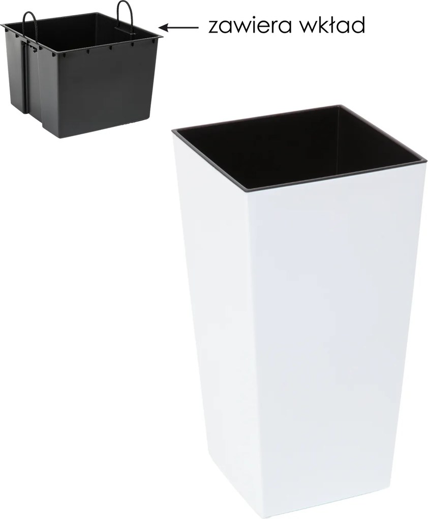 Kvetináč Finezja 300 x 300 mm s vložkou – biely *5470