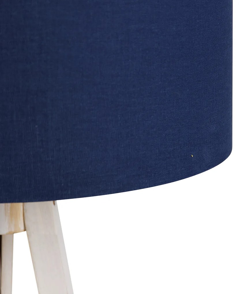 Stojacia lampa s trojnožkou biela s tmavomodrým látkovým tienidlom 50 cm - Tripod Classic