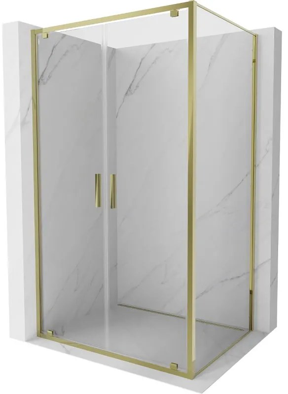 Mexen Exo, výklopný sprchový kút 90 x 70 cm, číre sklo, zlatá, 8182-090-070-50-00