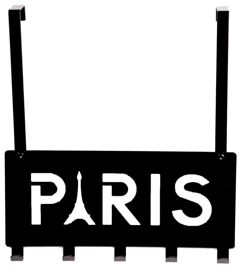 Čierny kovový vešiak na dvere 30 cm Paris – Compactor
