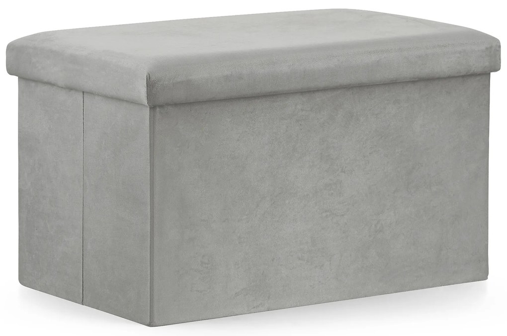Sivý skladací taburet FURELA VELVET XL 60 x 38 x 38 cm