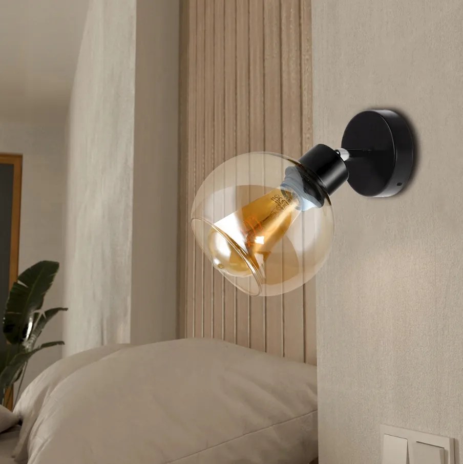 BERGE Sklenená LED nástenná lampa 1xE27 - jantárová farba