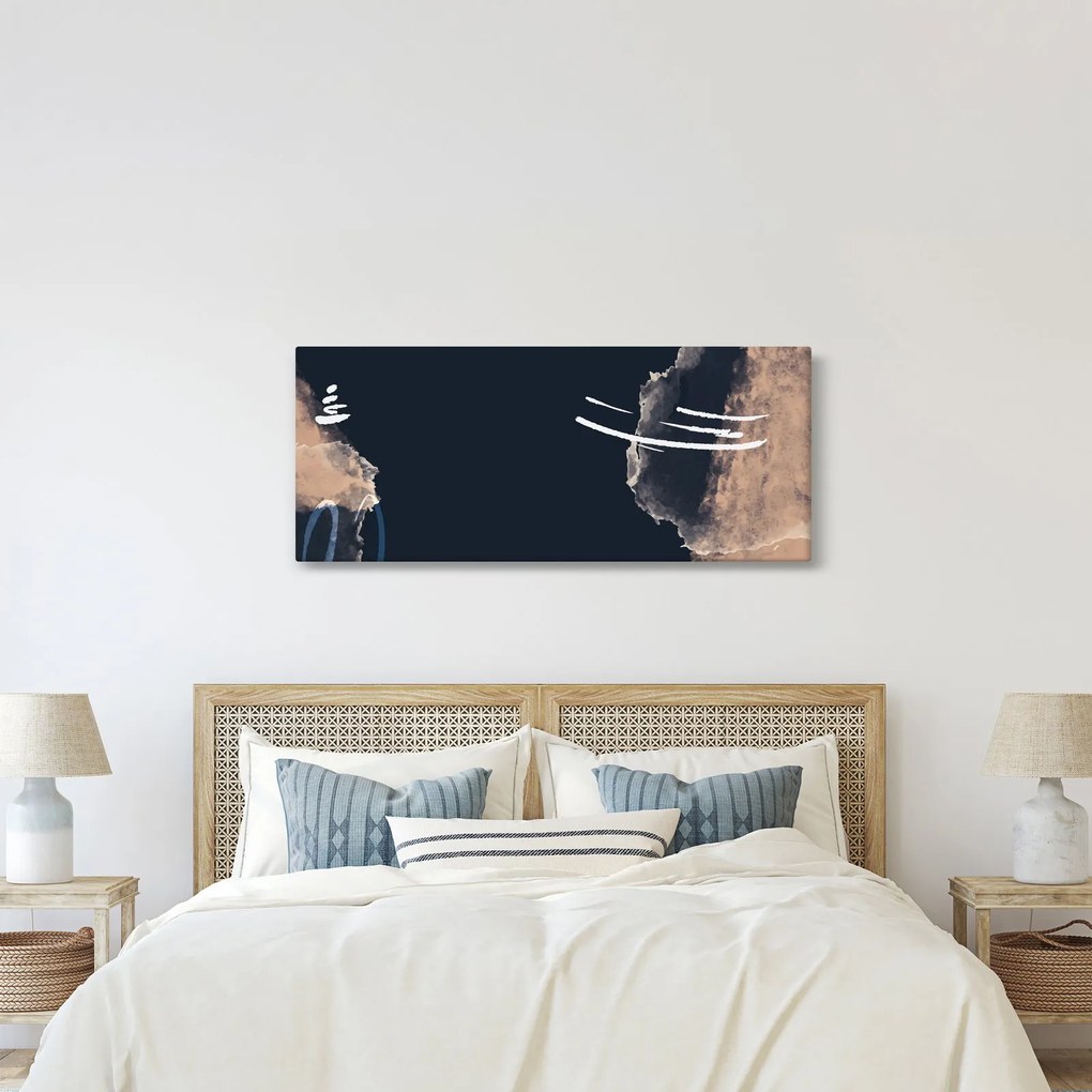 Obraz - Tmavomodrá abstrakcia (120x50 cm)