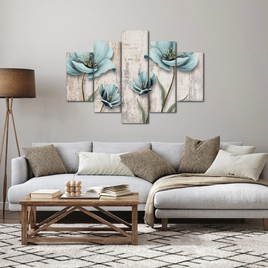 Obraz - Kvety na textúre (150x105 cm)