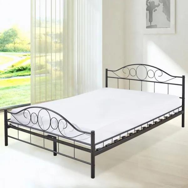 Kovový posteľový rám s lamelami v 2 veľkostiach a farbách- 160x200 cm,  čierny | Biano