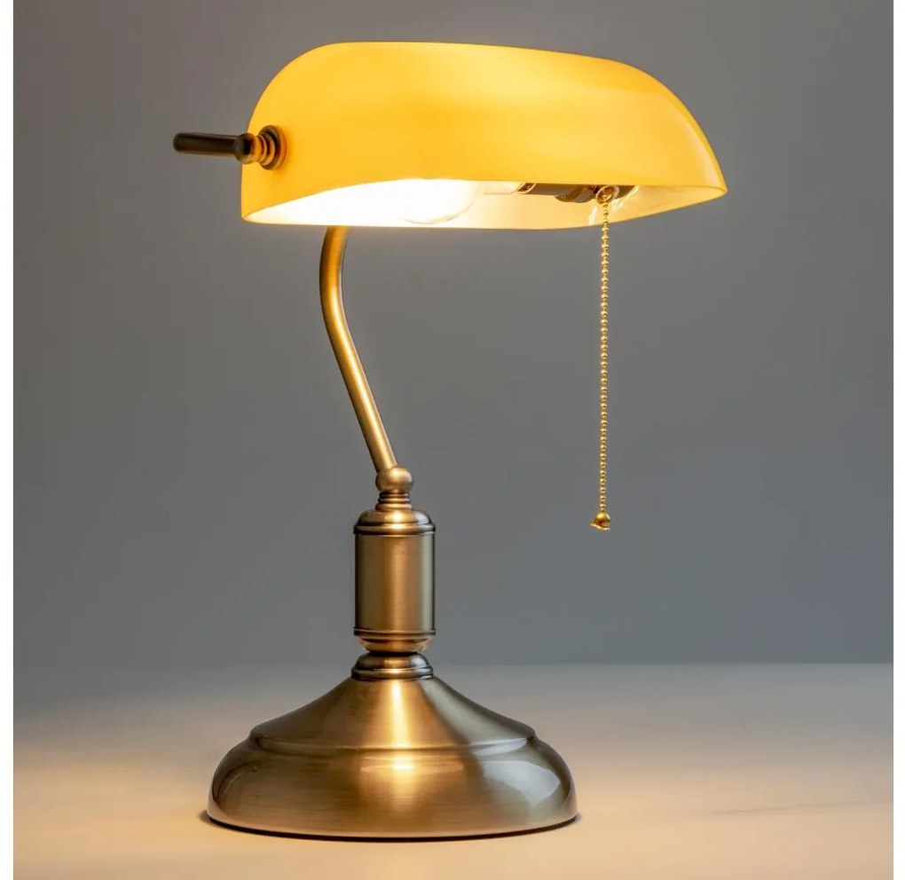 Brilagi - Stolná lampa BANK OFFICE 1xE27/60W/230V mosadz/oranžová