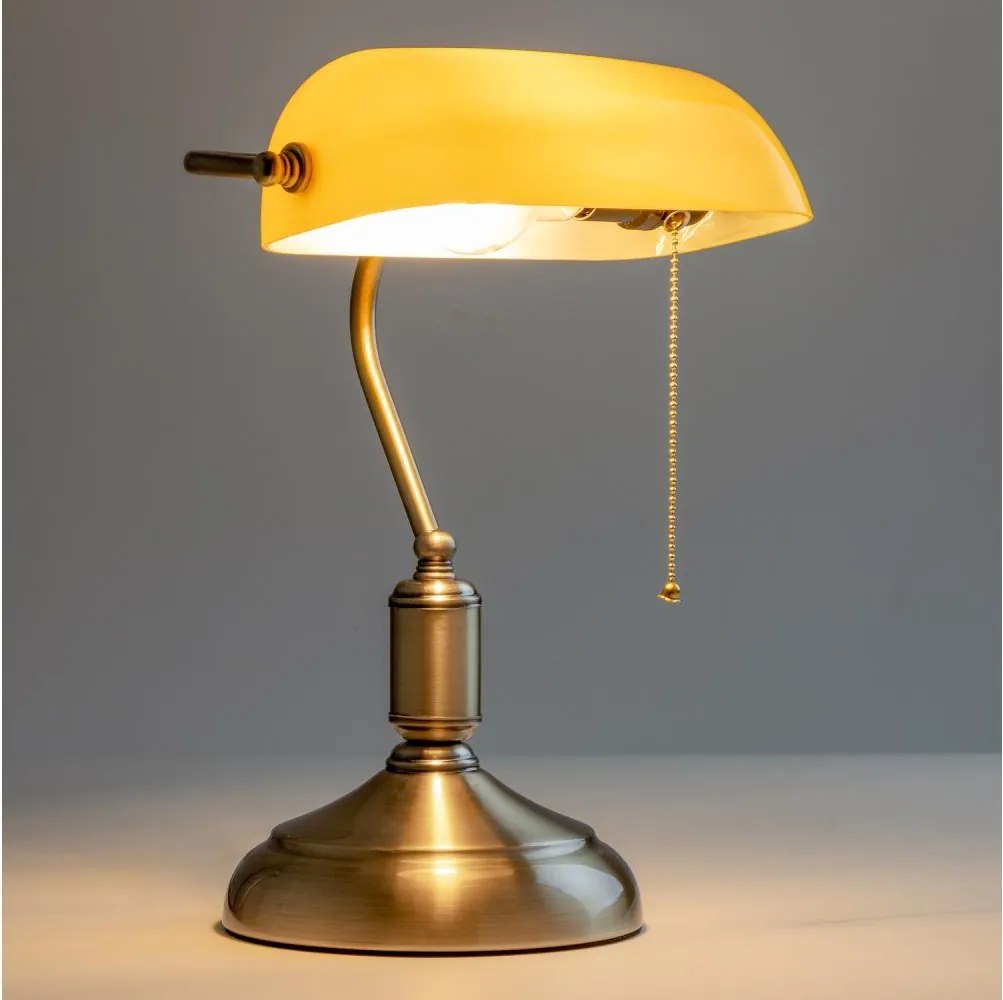 Brilagi - Stolná lampa BANK OFFICE 1xE27/60W/230V mosadz/oranžová
