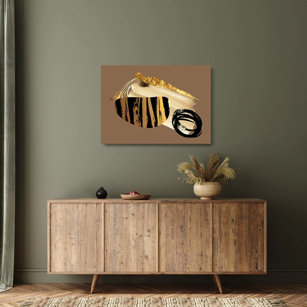 Sklenený obraz - Abstrakcia golden brown N⁰2 (70x50 cm)