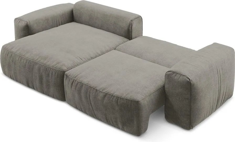 Sivá ženilková rozkladacia rohová pohovka (ľavý roh/s leňoškou) Kuki – Makamii