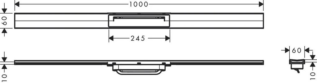 Hansgrohe RainDrain Flex, vrchná sada sprchového žľabu 1000, skracovateľný, pre inštaláciu voľne na plochu, čierna matná, HAN-56046670