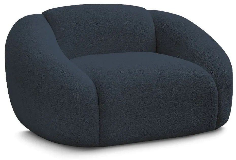 Tmavomodré kreslo z textílie bouclé Tina – Bobochic Paris