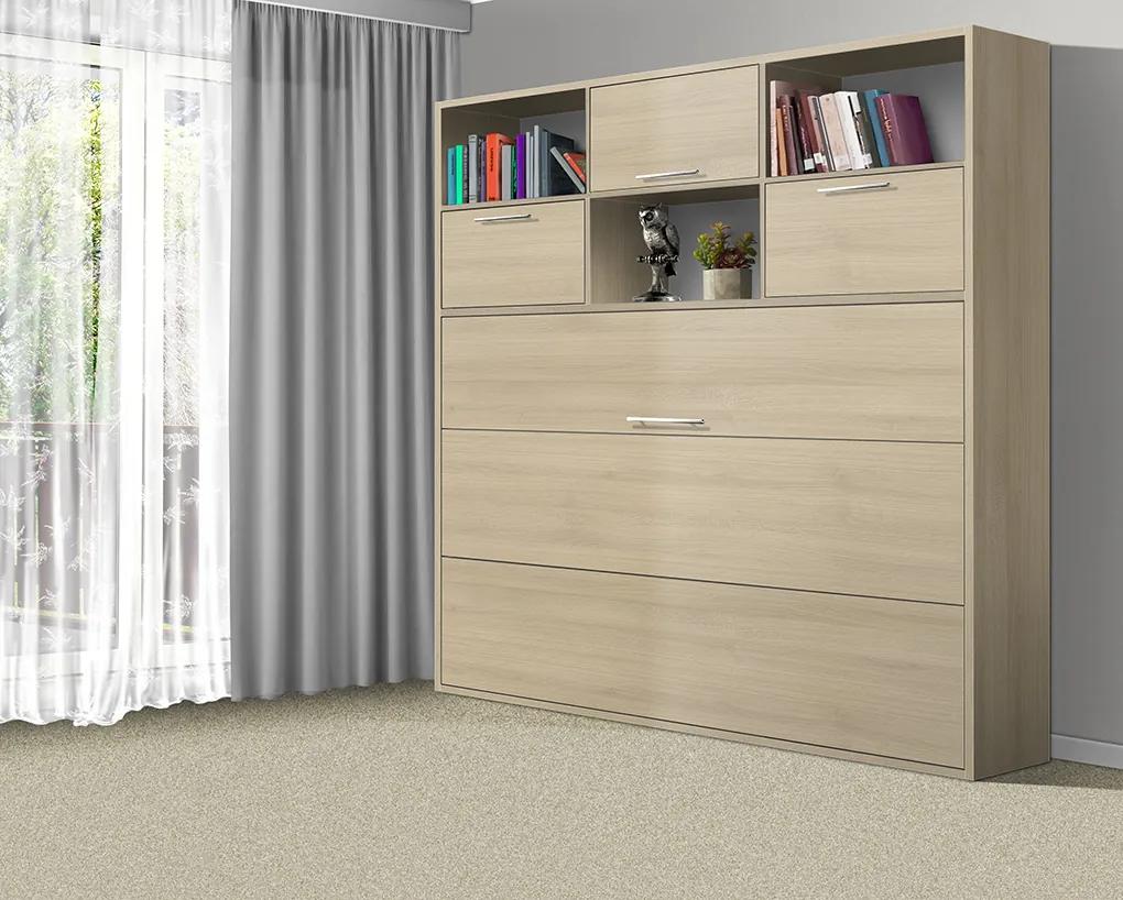 Nabytekmorava Sklápacia posteľ VS1056 MAX, 200x120cm farba lamina: dub amalfi/biele dvere, Varianta dverí: matné