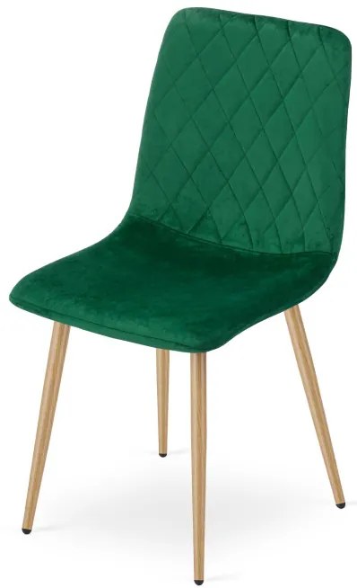 Set štyroch jedálenských stoličiek TURIN zamatové, tmavozelené / hnedé nohy (4 ks)