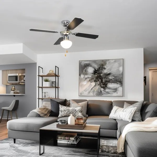 ZEVENTI - Stropný ventilátor NAVAGIO 1xE27/60W/230V čierna/biela