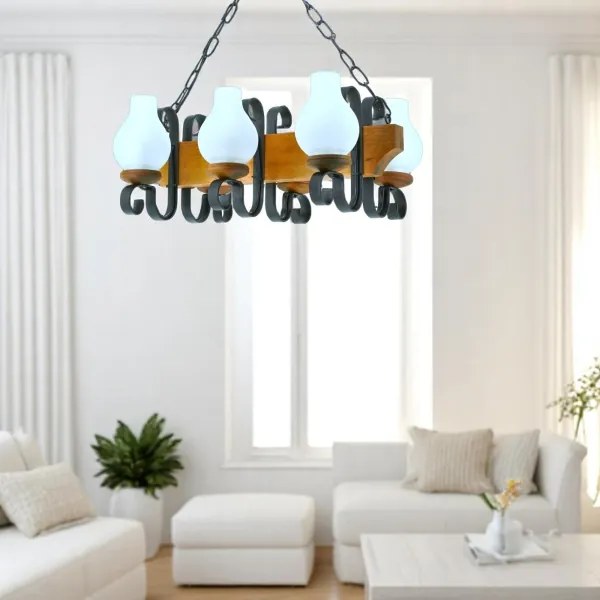 Brilagi - Luster na reťazi QUEEN 6xE14/40W/230V buk/orech