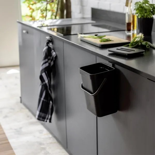 WENKO 55027100 - Odpadkový kôš BLACK OUTDOOR KITCHEN 19x24 cm čierny/šedý/priehľadný