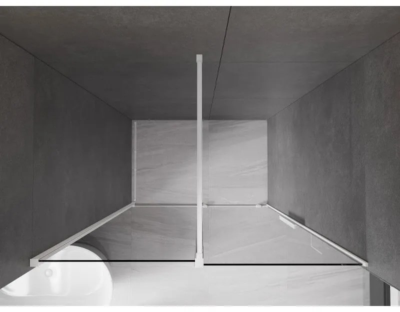 Mexen Velar, posuvné sprchové dvere do otvoru 140 cm, 8mm šedé sklo, biela matná, 871-140-000-41-20