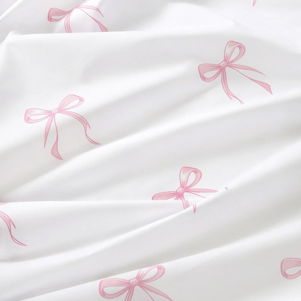 Goldea bavlnené posteľné obliečky - ružové mašličky 240 x 220 a 2ks 70 x 90 cm