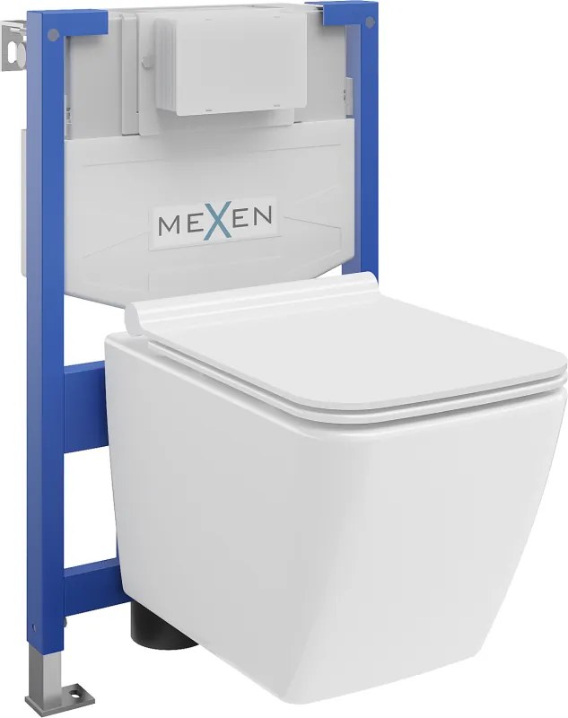 Mexen Vega zástavbová WC súprava stelaž Fenix XS-F s WC mísou a pomaly padacou doskou, biely lesk - 68030654000