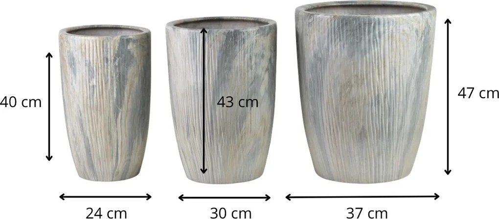 Sada 3 ks kvetináčov NEVA MARBLE X béžová/sivá