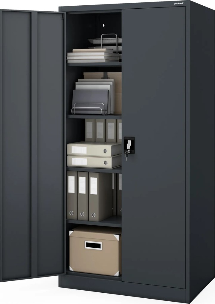 Kovová kancelárska a dielenská skriňa antracitová JAN D600 900 x 1850 x 600 mm