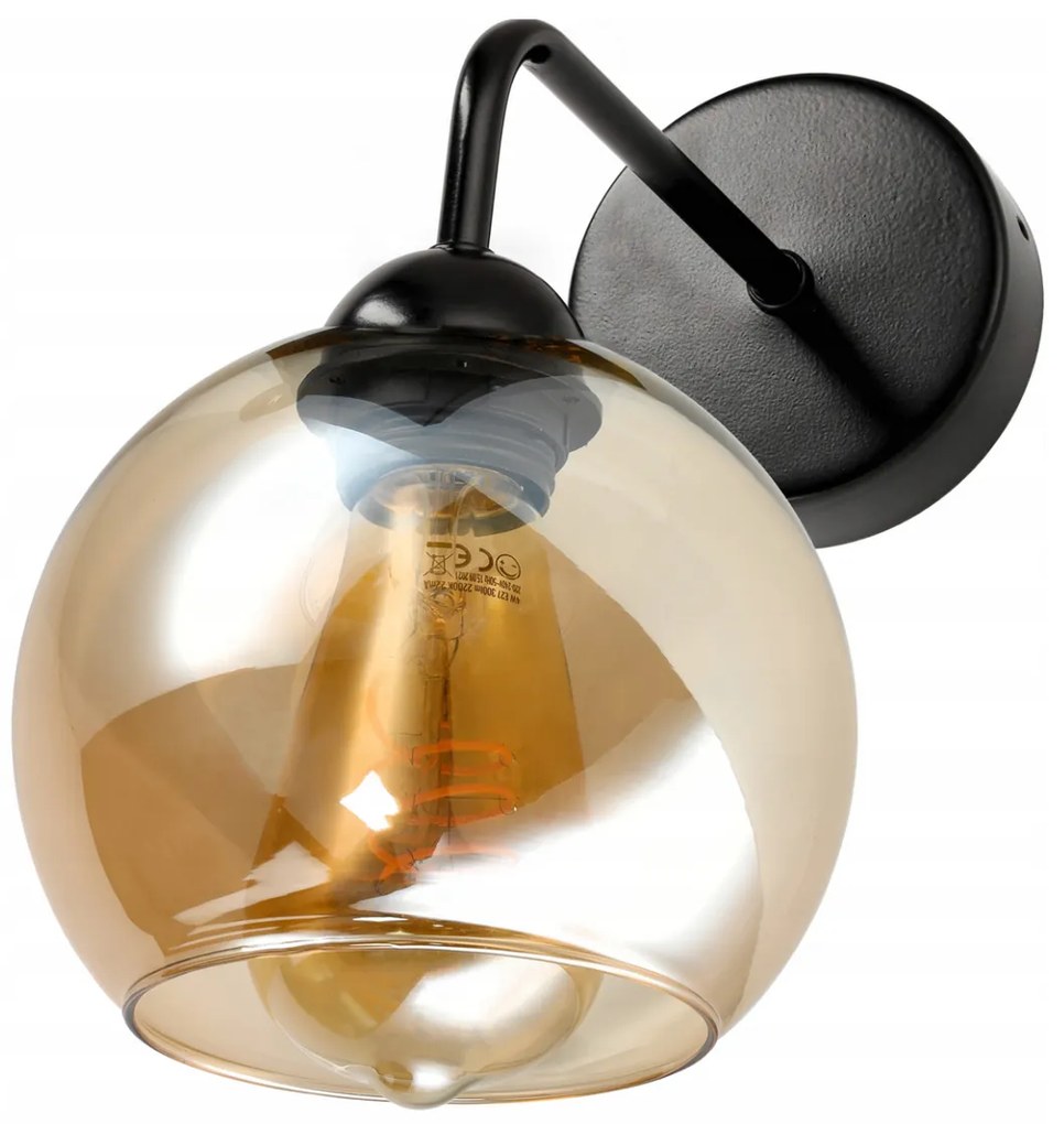 BERGE Sklenená LED nástenná lampa 1xE27 - jantárová farba