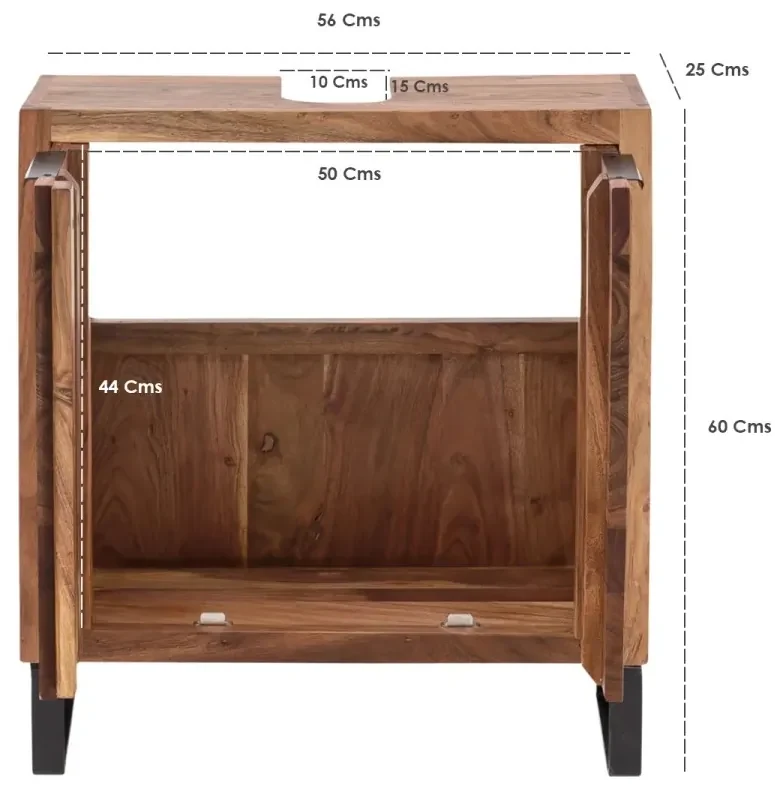 furniture-nabytek.cz - Masívna skrinka pod umývadlo Sydney z akáciového dreva, lakovaná, hnedá – 56×25×60 cm