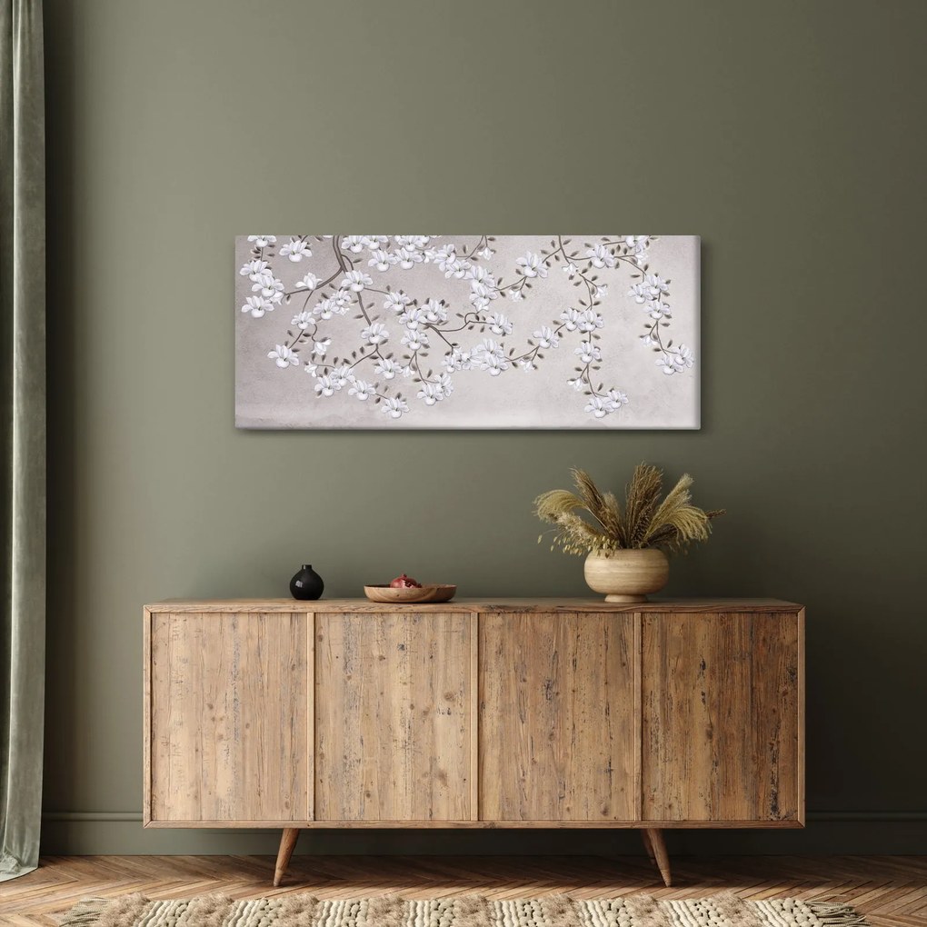 Obraz - Kvety v šedivej krajine (120x50 cm)