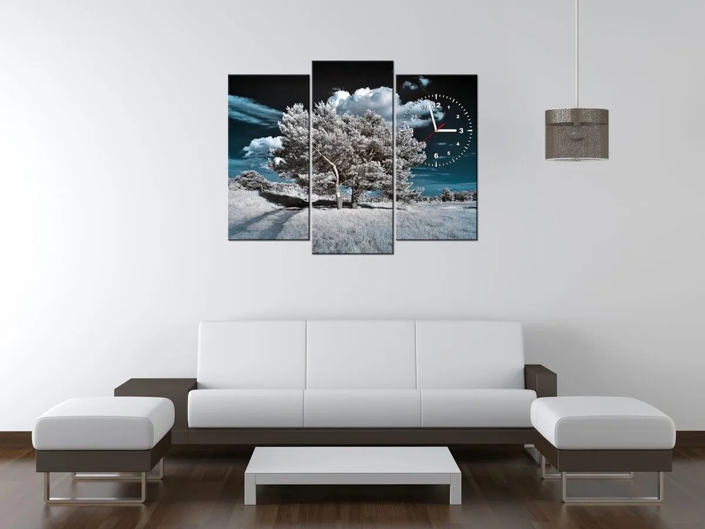 Gario Obraz s hodinami Záhadné silné stromy - 3 dielny Rozmery: 90 x 70 cm