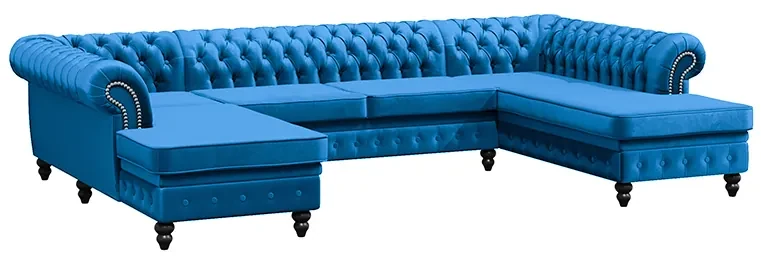 PROXIMA.store - Luxusná sedačka CHESTERFIELD LONG U FARBA NÔH: čierna, DRUH LÁTKY: TORRE - 17, FARBA OZDOBNÝCH ŠPENDLÍKOV: barok
