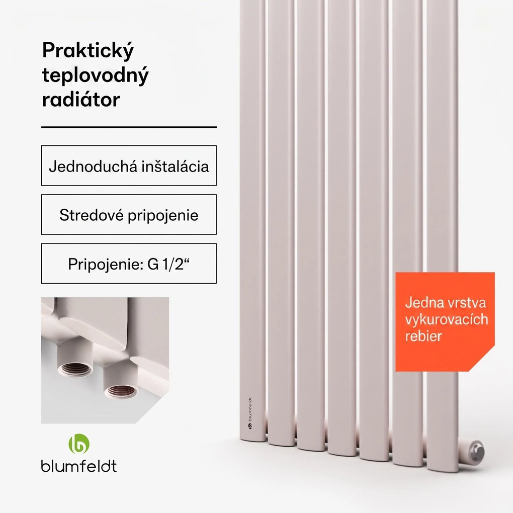 Blumfeldt Tallheo, 41 x 180, radiátor, kúpeľňový radiátor, rúrkový radiátor, 691 W, teplovodný, 1/2