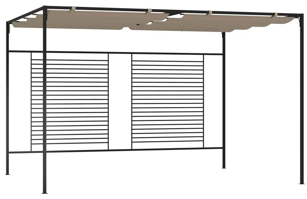 vidaXL Altánok so zaťahovacou strieškou 3x4x2,3 m sivohnedý 180 g/m²