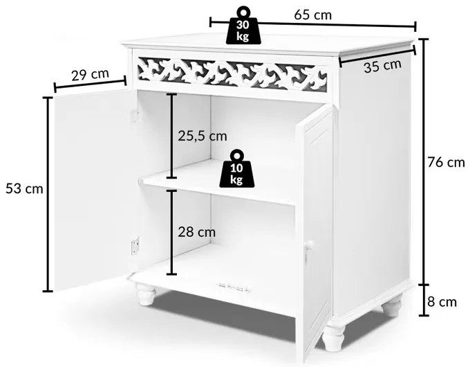 InternetovaZahrada Komoda Jersey - 76x65x35 cm
