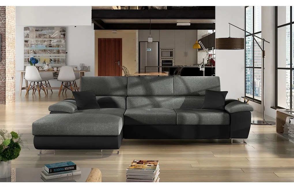 Rohová sedacia súprava Alvin Mini, Dostupné poťahy: ekokoža Soft 017 + Lux 06 + ekokoža Soft 017, Strana: ľavá