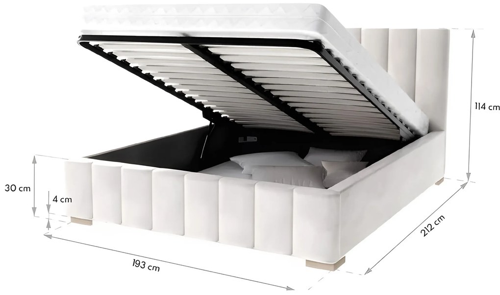 Manželská čalúnená posteľ s úložným priestorom Austin 180x200 - sivá