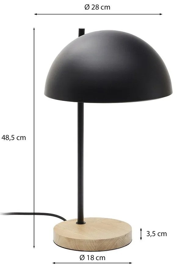 Čierna/v prírodnej farbe stolová lampa s kovovým tienidlom (výška 48,5 cm) Catlar – Kave Home
