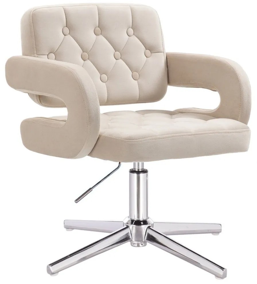 LuxuryForm DESIGN Kreslo ADRIA VELUR na striebornom kríži - krémové