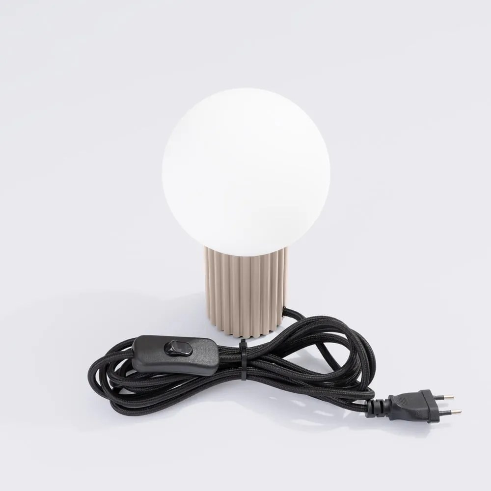 Taupe stolová lampa so skleneným tienidlom (výška 19 cm) Orbital – Sollux