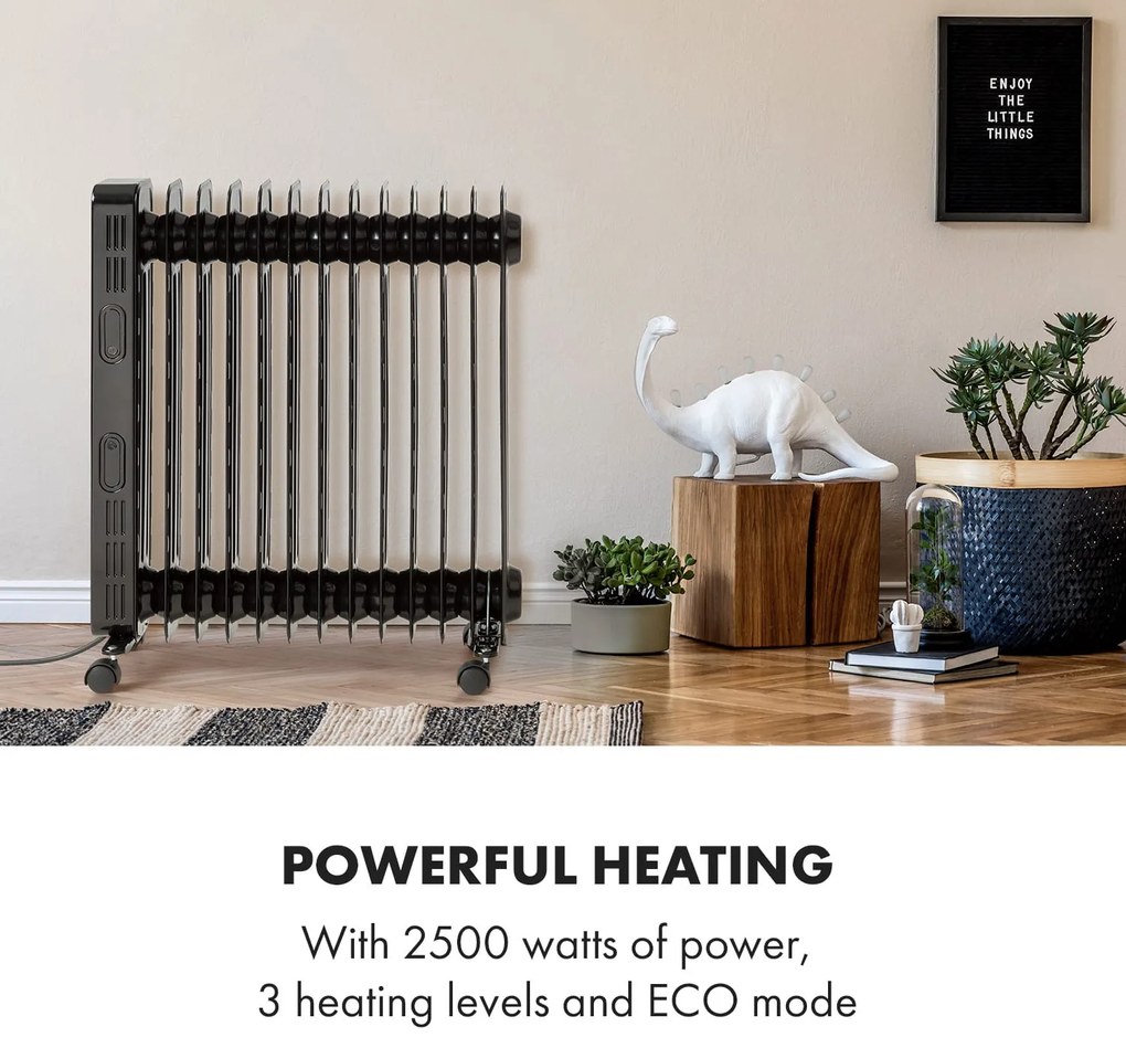 Klarstein Thermaxx Heatstream, olejový radiátor, 2500 W, 5-35 °C, 24-hod. časovač, čierny
